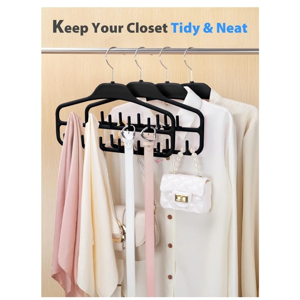 Black Multi-Purpose Hangers for belts, ties, accessories, etc. Set of Two